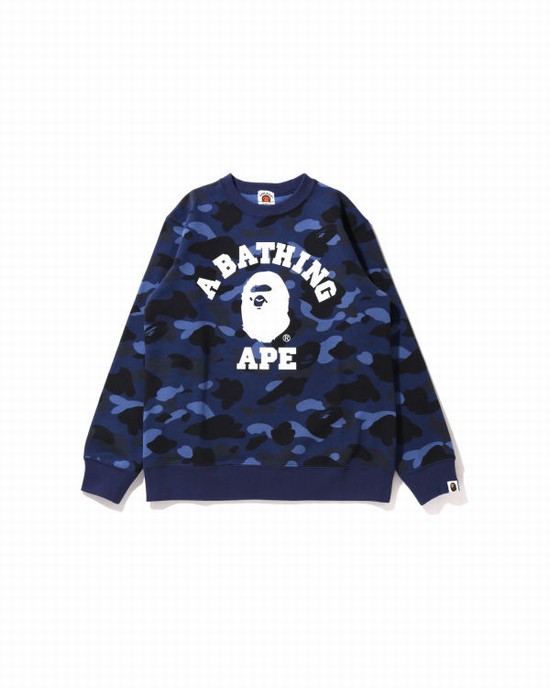 Sweats Bape Color Camo College Crewneck JR Enfant Bleu Marine Bleu | QBICE1297