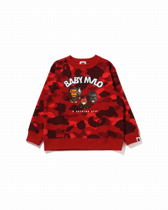 Sweats Bape Color Camo Milo Camp Crewneck Enfant Rouge Clair | OFXLE9463