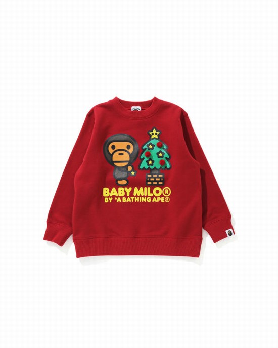 Sweats Bape Milo Christmas Tree Crewneck Enfant Rouge Clair | CTPOR2609