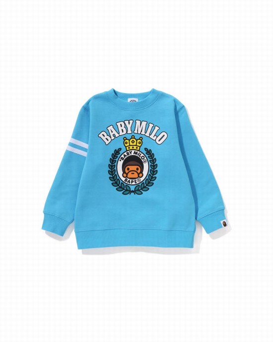 Sweats Bape Milo Emblem Crewneck Enfant Bleu | RFMTY4125