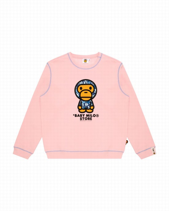 Sweats Bape Milo crew neck Femme Rose | UTIVK5402