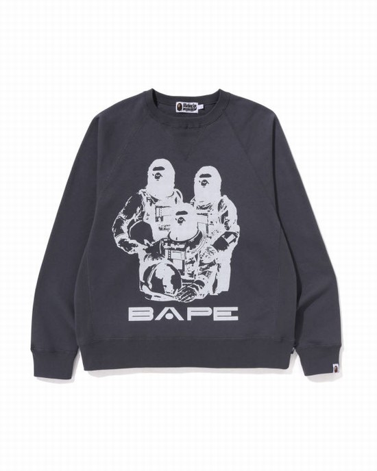 Sweats Bape Relaxed Fit Crewneck Homme Grise Foncé | PDKEA3175