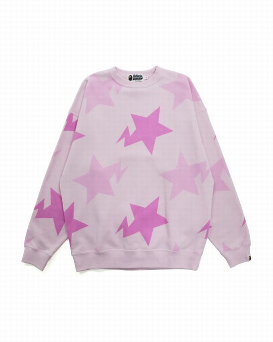 Sweats Bape STA Pattern Oversized Crewneck Femme Rose | TJGAU8376