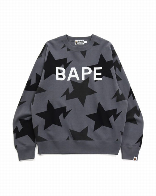 Sweats Bape STA Pattern Relaxed Fit Crewneck Homme Noir | ARBIU0693