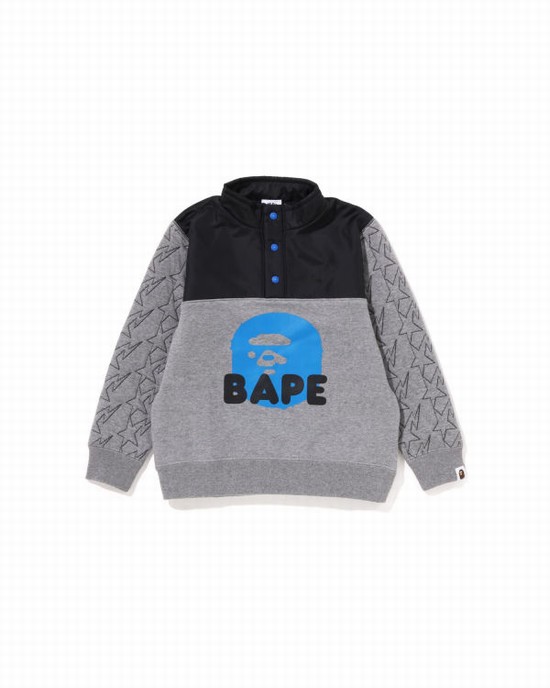 Sweats Bape STA Quilting Ape Head Half Snap Enfant Grise | YKHDB2780