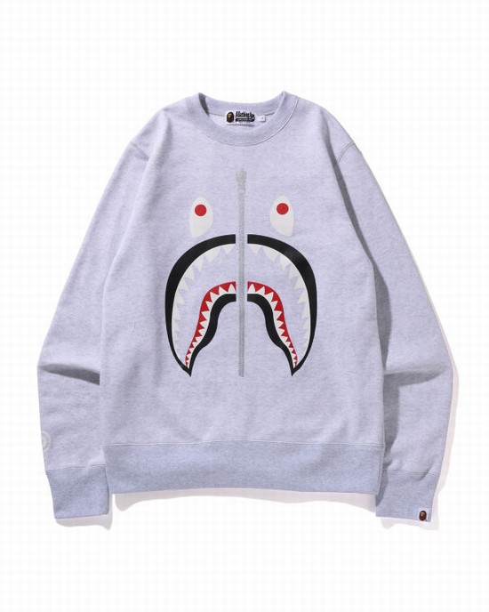 Sweats Bape Shark Crewneck Homme Grise | QMZNC9324