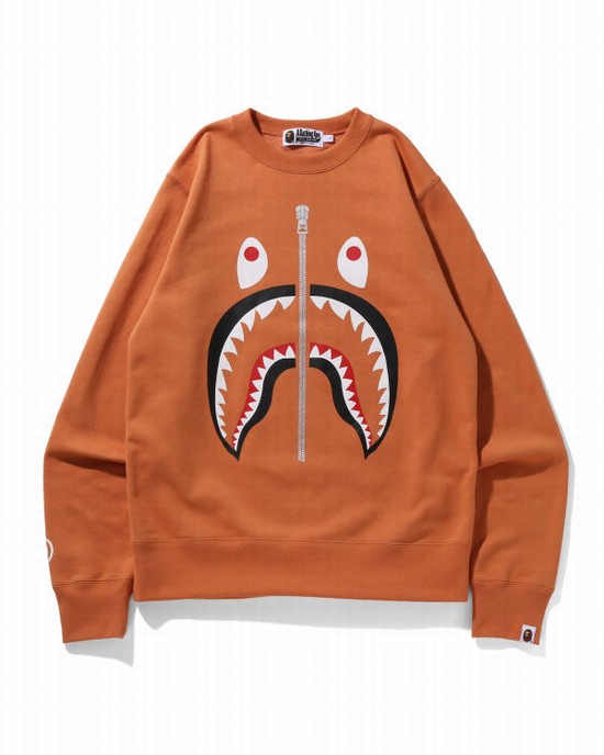 Sweats Bape Shark Crewneck Homme Orange | XCUBS1437