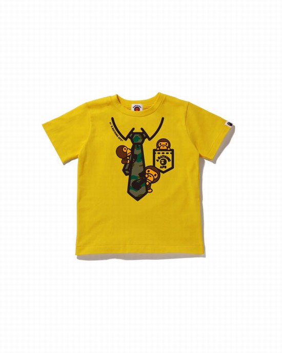 T Shirts Bape 1st Camo Milo Neck Print Enfant Jaune | BRIPO3719