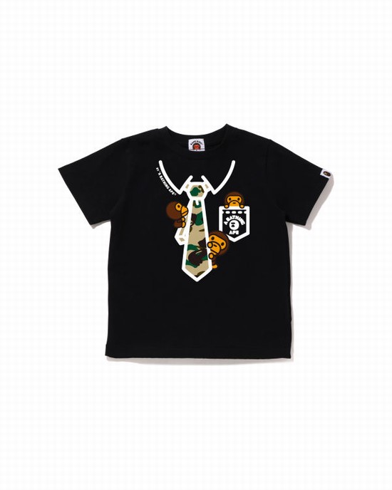 T Shirts Bape 1st Camo Milo Neck Print Enfant Noir | JCDUP5621