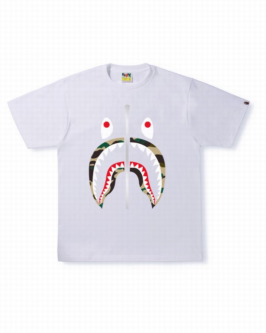 T Shirts Bape 1st Camo Shark Homme Blanche | YZNRU5360