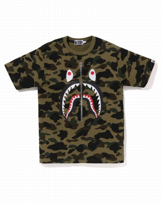 T Shirts Bape 1st Camo Shark Homme Vert | MLVNQ3841