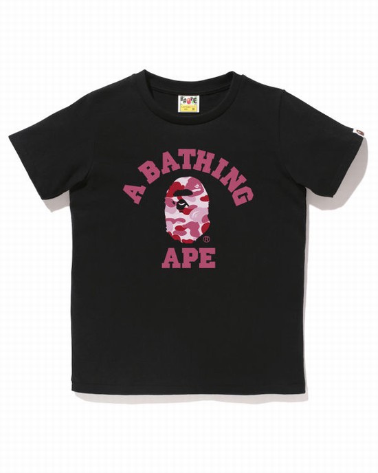 T Shirts Bape ABC Camo College Femme Noir | TSBEW6048