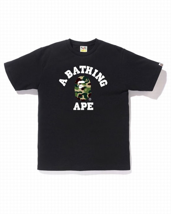 T Shirts Bape ABC Camo College Homme Noir | SIUEF8749