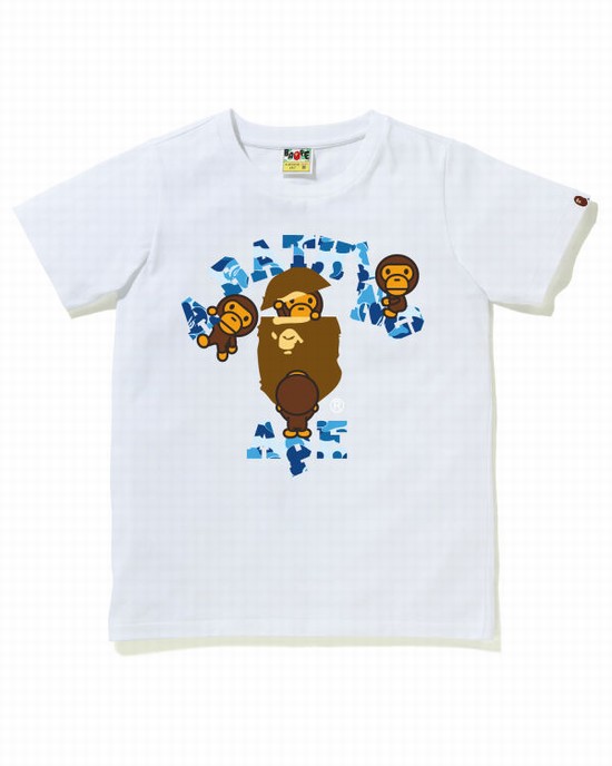 T Shirts Bape ABC Camo College Milo Femme Blanche | YUNEW2465