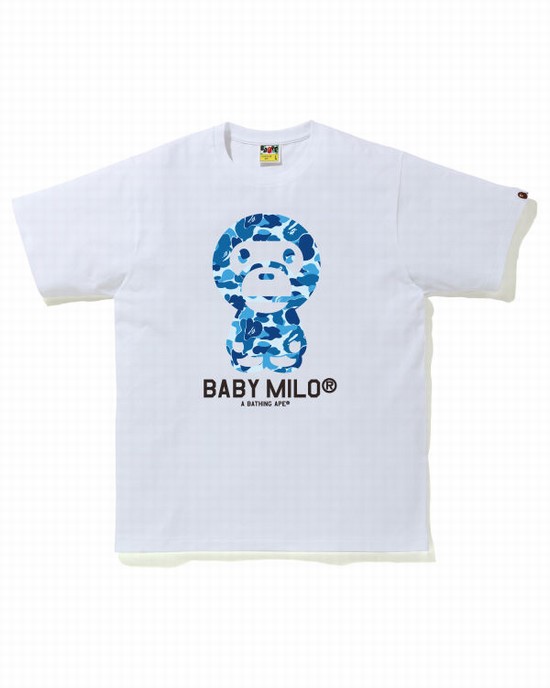 T Shirts Bape ABC Camo Milo Homme Bleu | BVEHO7169