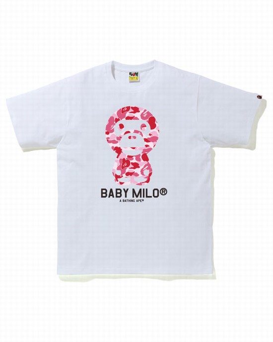 T Shirts Bape ABC Camo Milo Homme Rose | RHIKY9357