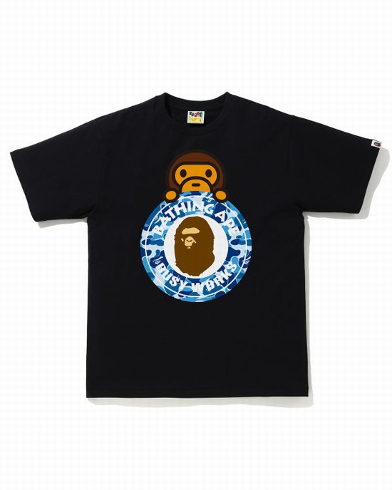 T Shirts Bape ABC Camo Milo On Busy Travail Homme Noir | BXRIT2674