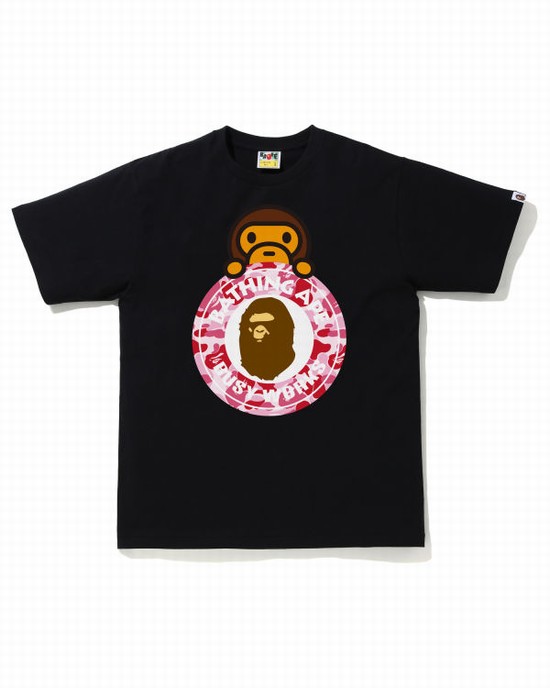 T Shirts Bape ABC Camo Milo On Busy Travail Homme Rose | FEYKT1325