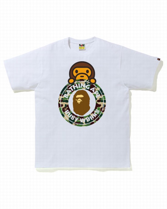 T Shirts Bape ABC Camo Milo On Busy Travail Homme Vert | JOKDP7580