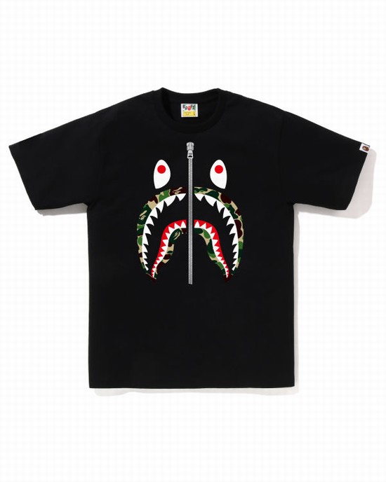 T Shirts Bape ABC Camo Shark Homme Noir | VLQBT7493