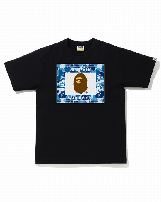 T Shirts Bape ABC Camo Super Busy Works Homme Bleu | NEDTL3795