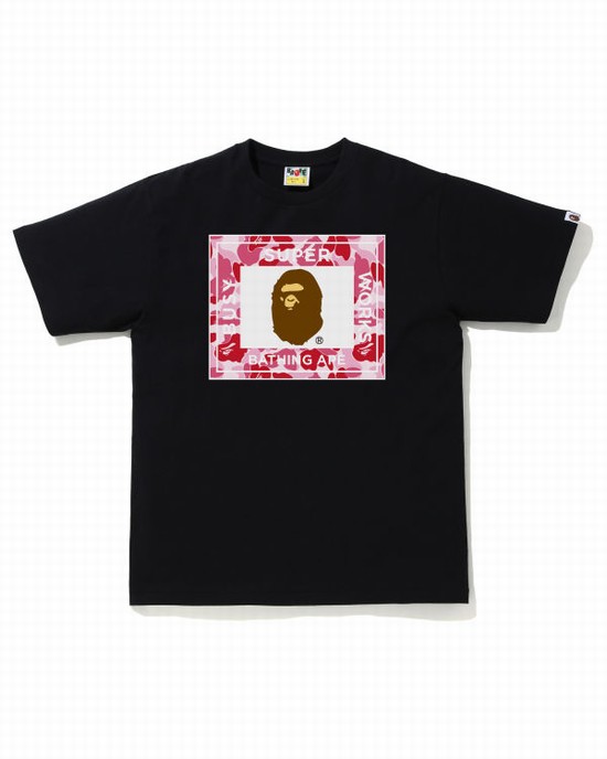 T Shirts Bape ABC Camo Super Busy Works Homme Rose | OFQCP2563