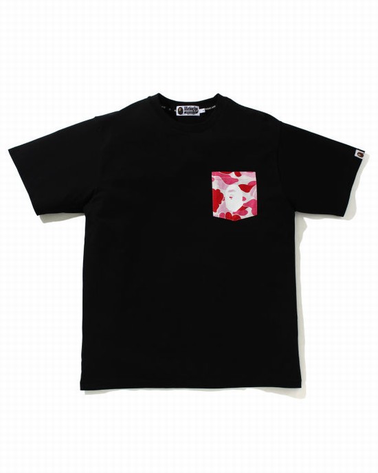 T Shirts Bape ABC Camo pocket Homme Rose | QHVIP8301