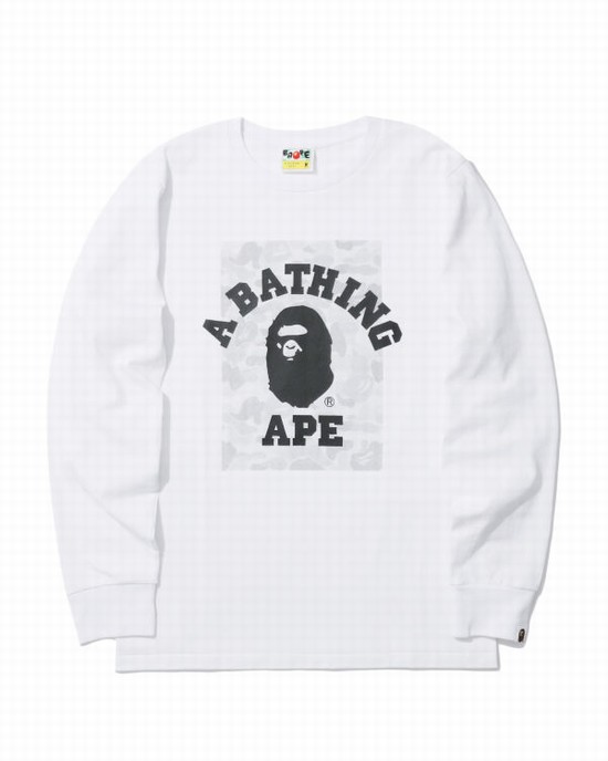 T Shirts Bape ABC Dot Reflective College Homme Blanche | EFBOL3250