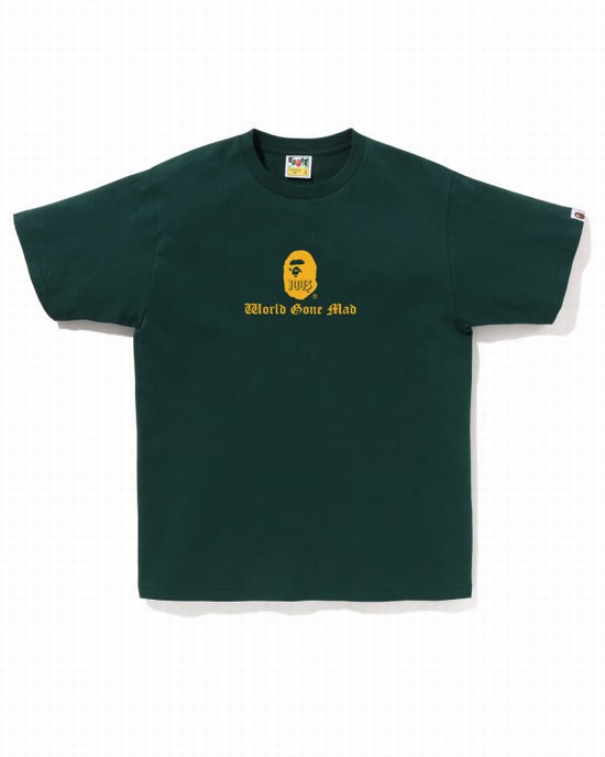 T Shirts Bape A Bathing Ape Logo Homme Vert Foncé | CZJXO2654