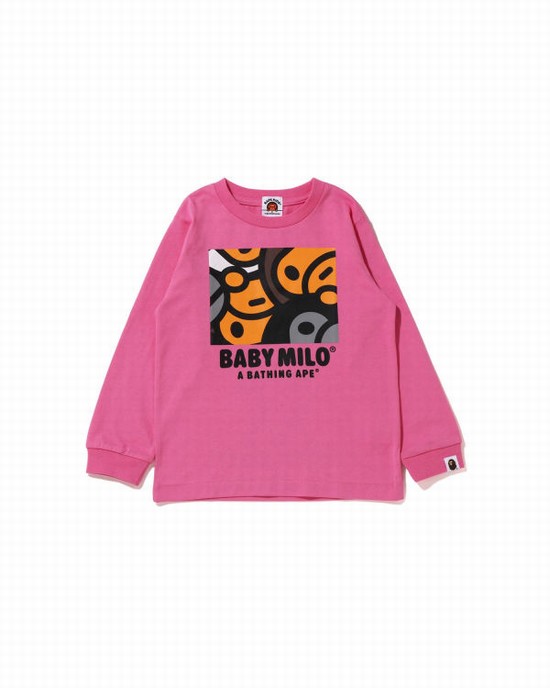 T Shirts Bape All Milo Mix L/S Enfant Rose | AJXYB3107