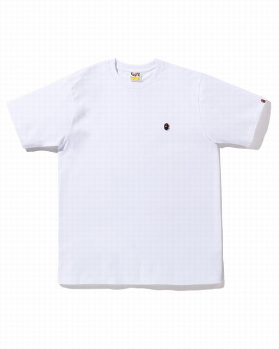 T Shirts Bape Ape Head One Point Homme Blanche | EJAQR3954