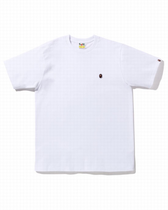 T Shirts Bape Ape Head One Point Homme Blanche | HSDCT4089