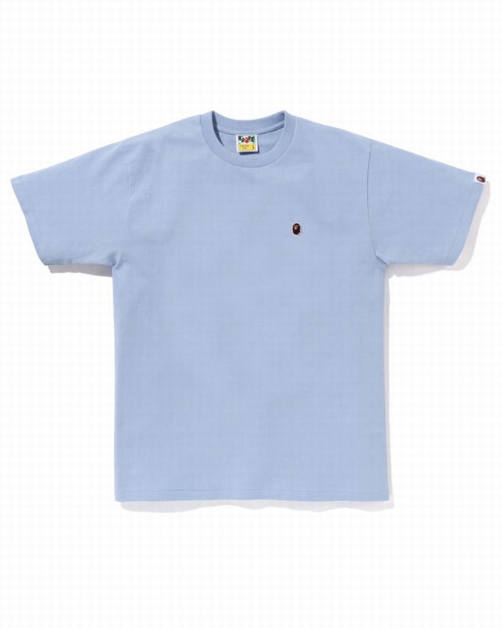 T Shirts Bape Ape Head One Point Homme Bleu Clair | VOKAT8019