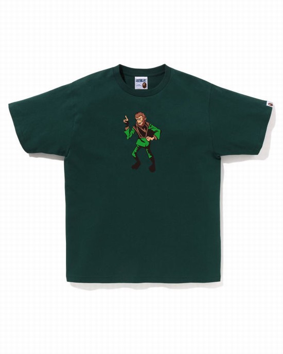 T Shirts Bape Ape Homme Vert | PEDVY3695