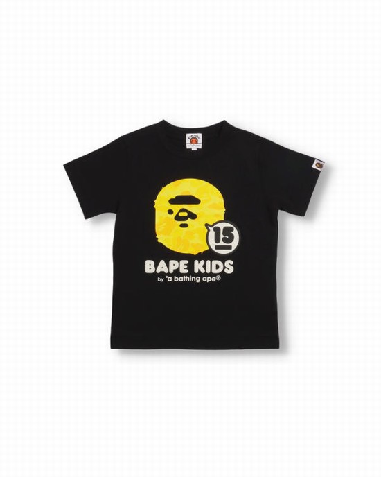 T Shirts Bape BK15th Anniversary ABC Camo Ape Head Enfant Noir | FRIPY0639