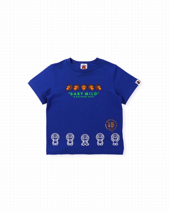 T Shirts Bape BK15th Anniversary Milo Enfant Bleu | MHKTI3847