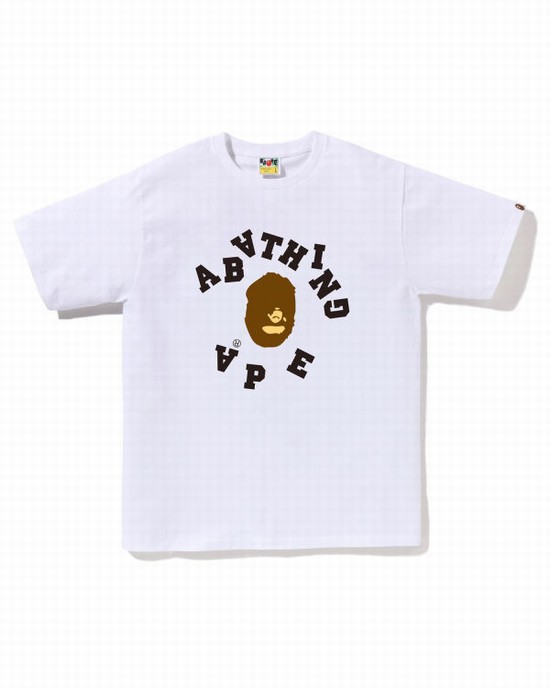 T Shirts Bape Broken College Homme Blanche | LGWDI1803