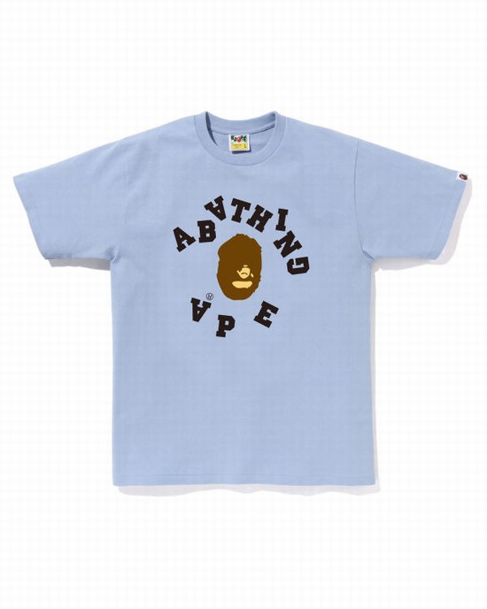 T Shirts Bape Broken College Homme Bleu | CYPBN8356