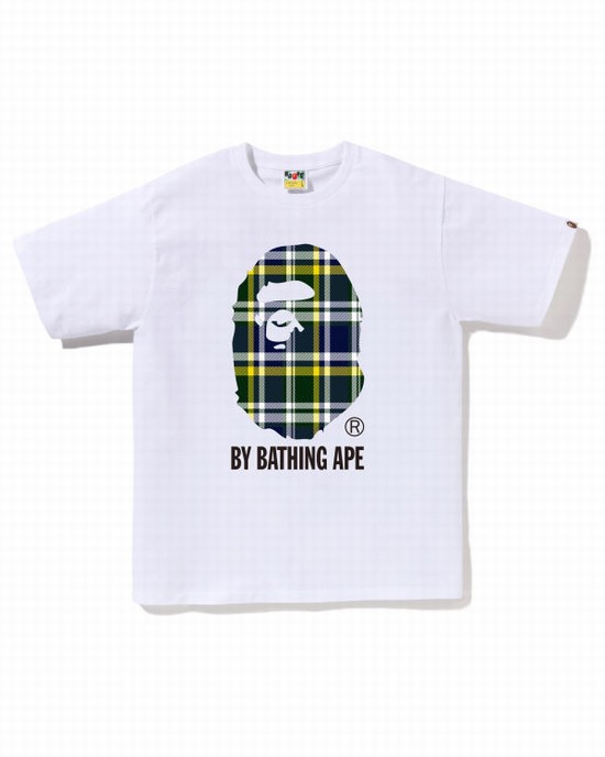 T Shirts Bape Check By Bathing Ape Homme Blanche | GLSWO0642