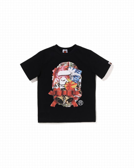 T Shirts Bape Christmas Ape Head Enfant Noir | SHPYZ9632