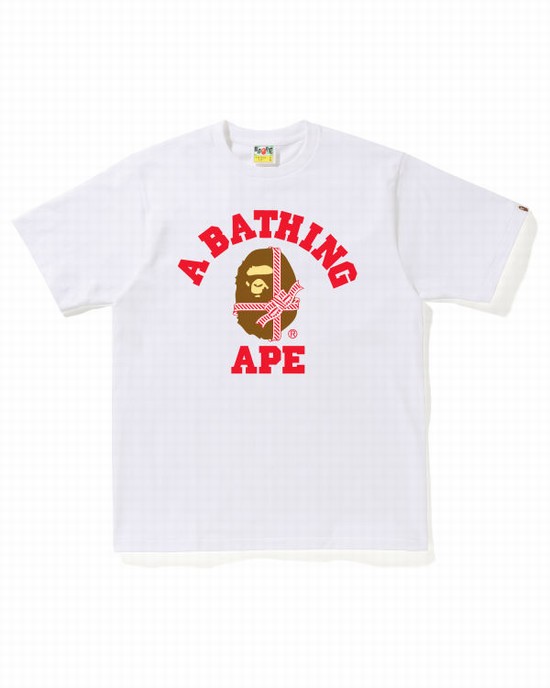 T Shirts Bape Christmas College Homme Blanche | HOLSD0763