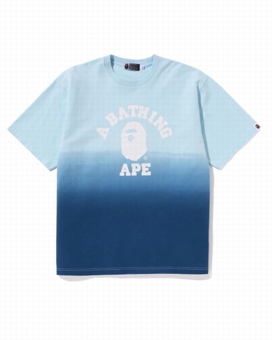 T Shirts Bape College Gradation Relaxed Fit Homme Bleu | DIEAV5168