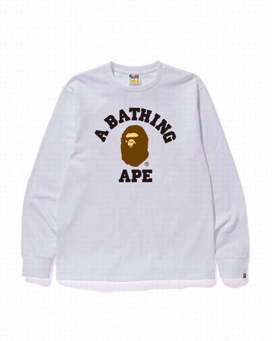 T Shirts Bape College Homme Blanche | CIFLW1386