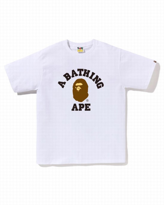 T Shirts Bape College Homme Blanche | YLITC4718