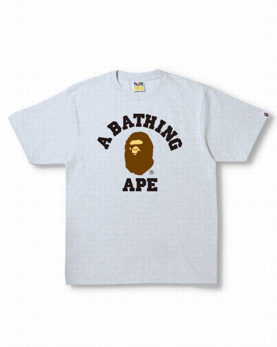 T Shirts Bape College Homme Grise | CZJUH6847