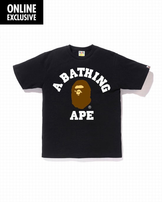 T Shirts Bape College Homme Noir | IDFRU4976