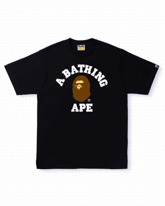 T Shirts Bape College Homme Noir | JAPHU5968