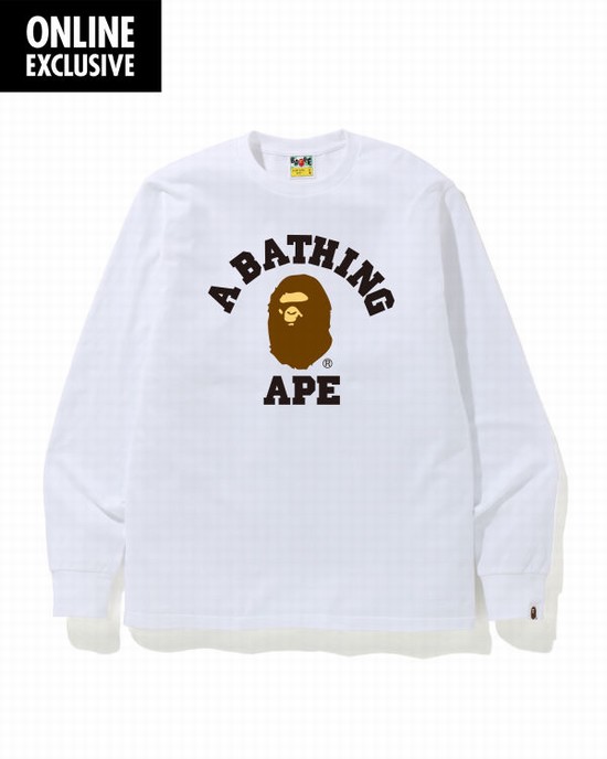 T Shirts Bape College logo Homme Blanche | ZGOUJ6051