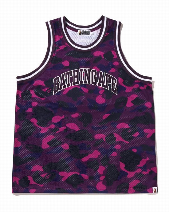 T Shirts Bape Color Camo Basketball Homme Violette | RADGX2917