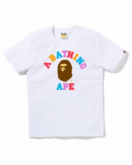 T Shirts Bape Colors College Femme Blanche | RWOKB5630